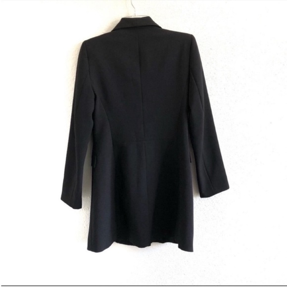 Zara Double Breasted Frock Long Double Breasted Blazer Coat Black - Picture 6 of 8